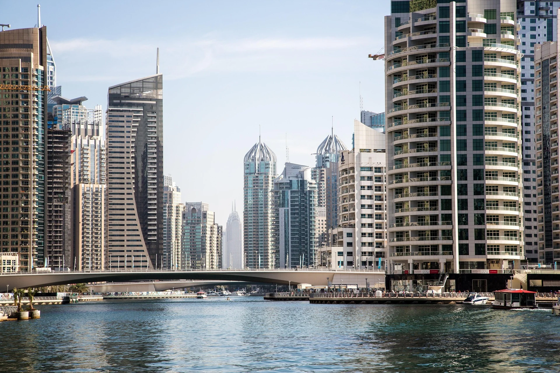dubai-city Dubai city skyline by the marina, viewed across the water